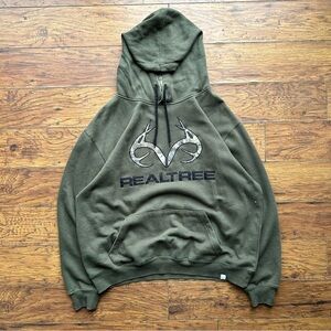 Real Tree Camo Hoodie Men's Size XXL Green Lightweight Drawstring Mens Colosseum